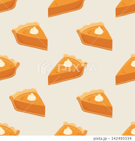 Autumn pumpkin pie slices seamless pattern background Autumn pumpkin pie slices seamless pattern background 142493334