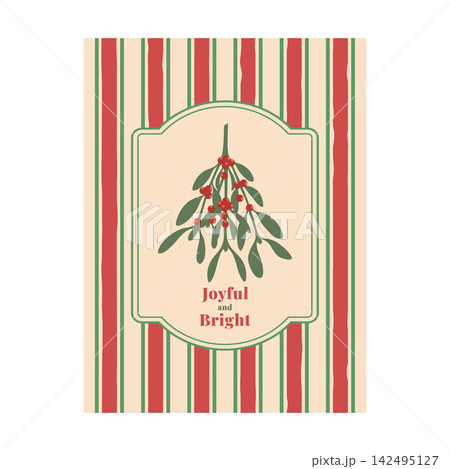 Joyful and Bright mistletoe Christmas greeting card 142495127