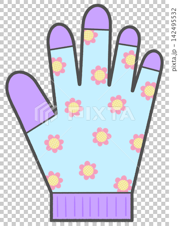 Cute cartoon gardening glove with daisy flower floral pattern Cute cartoon gardening glove with daisy flower floral pattern 142495532