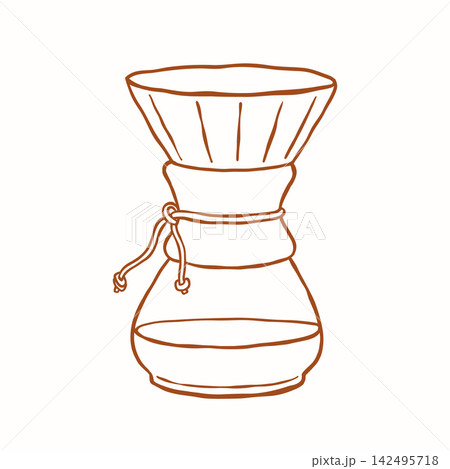 Hand Drawn Pour Over Coffee Brewer Illustration Hand Drawn Pour Over Coffee Brewer Illustration 142495718
