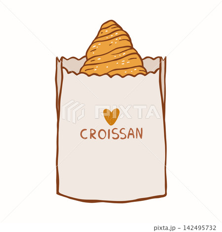 Croissant In Bakery Paper Bag Croissant In Bakery Paper Bag 142495732