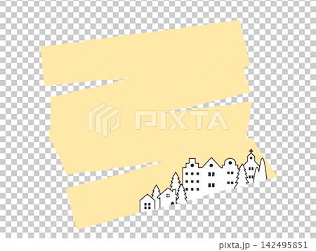 A stylish frame with a marker-style yellow border and a European streetscape. A stylish frame with a marker-style yellow border and a European streetscape. 142495851