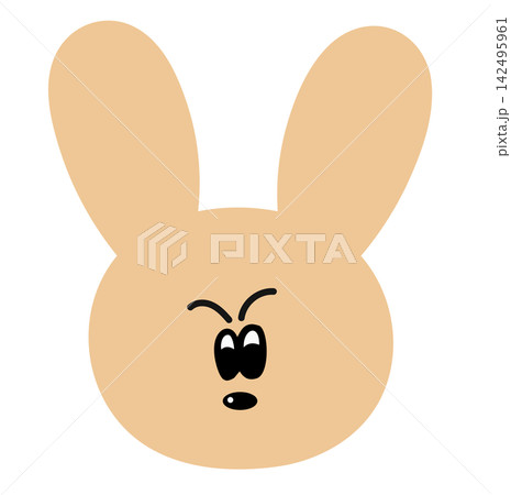 Illustration of grumpy bunny face shape for decoration, sticker, animal, zoo, cartoon character, comic, mascot, expression, mood, feelings, confused emotion, patch, happy easter, toy, doll, icon, pet Illustration of grumpy bunny face shape for decoration, sticker, animal, zoo, cartoon character, comic, mascot, expression, mood, feelings, confused emotion, patch, happy easter, toy, doll, icon, pet 142495961