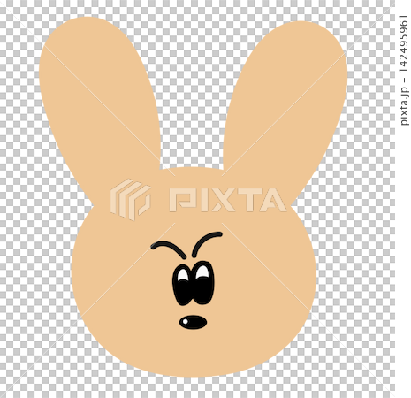 Illustration of grumpy bunny face shape for decoration, sticker, animal, zoo, cartoon character, comic, mascot, expression, mood, feelings, confused emotion, patch, happy easter, toy, doll, icon, pet Illustration of grumpy bunny face shape for decoration, sticker, animal, zoo, cartoon character, comic, mascot, expression, mood, feelings, confused emotion, patch, happy easter, toy, doll, icon, pet 142495961