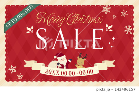 クリスマスセールのかわいいアンティークフレームテンプレート2_横 クリスマスセールのかわいいアンティークフレームテンプレート2_横 142496157
