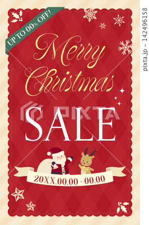 クリスマスセールのかわいいアンティークフレームテンプレート2_縦 クリスマスセールのかわいいアンティークフレームテンプレート2_縦 142496158