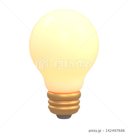 デフォルメされた電球の3Dイラスト背景透過素材 142497686