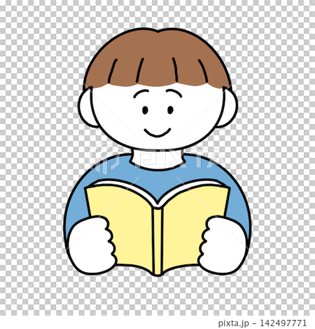 本を読む子ども|子どもの生活習慣(透過素材・背景なし) 本を読む子ども|子どもの生活習慣(透過素材・背景なし) 142497771