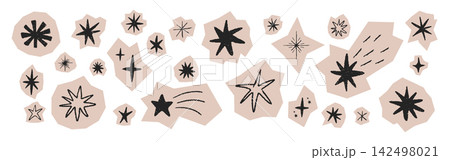 Crayon star icon set. Retro starburst and comet illustrations with glowing effects. Childish drawings for scrapbooks and festive celebrations. Grunge cutout collage set Crayon star icon set. Retro starburst and comet illustrations with glowing effects. Childish drawings for scrapbooks and festive celebrations. Grunge cutout collage set 142498021