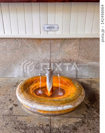 Fountain in Karlovy Vary serving mineral water to visitors Fountain in Karlovy Vary serving mineral water to visitors 142498064