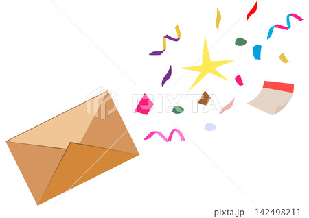 Celebratory Envelope With Confetti Illustration 142498211