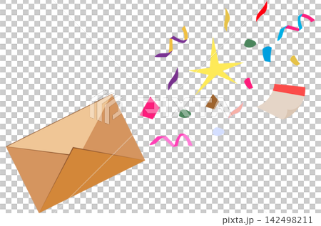 Celebratory Envelope With Confetti Illustration 142498211