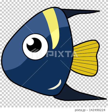 Cartoon Illustration of a Blue Tropical Fish. angelfish Cartoon Illustration of a Blue Tropical Fish. angelfish 142498224