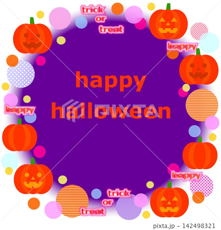 ハッピーハロウィーン　happy halloween　フレーム　ジャック・オー・ランタン　かぼちゃ 142498321