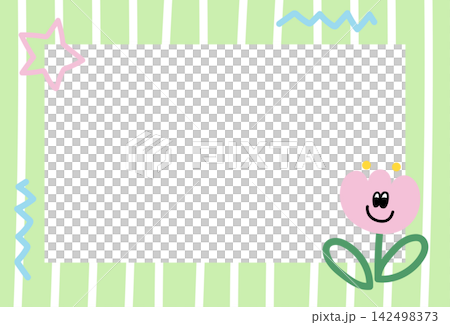 Rectangle frame with green stripe pattern, tulip flower, star for card print, polaroid photo, ad template, poster, book cover, notepad, sticky note, memo, banner, border, postcard, nature, garden Rectangle frame with green stripe pattern, tulip flower, star for card print, polaroid photo, ad template, poster, book cover, notepad, sticky note, memo, banner, border, postcard, nature, garden 142498373