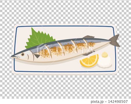秋刀魚焼き,フラットイラスト 秋刀魚焼き,フラットイラスト 142498507