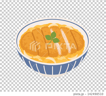 Katsudon (pork cutlet rice bowl), flat illustration Katsudon (pork cutlet rice bowl), flat illustration 142498510