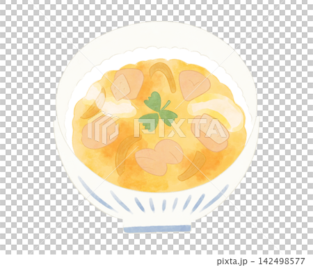 ゆるかわな親子丼のイラスト 水彩風 ゆるかわな親子丼のイラスト 水彩風 142498577