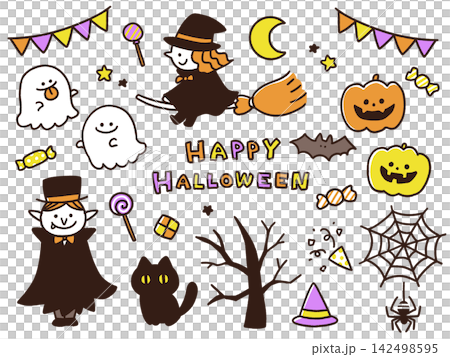 A collection of cute hand-drawn Halloween illustrations A collection of cute hand-drawn Halloween illustrations 142498595