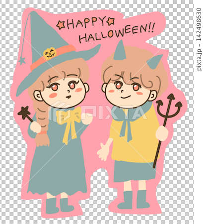 A girl and a boy dressed for Halloween A girl and a boy dressed for Halloween 142498630