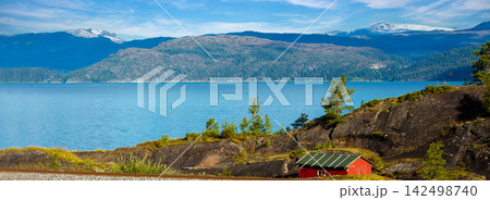 View at fjord with the beautiful mountain. The beautiful nature of Norway View at fjord with the beautiful mountain. The beautiful nature of Norway 142498740