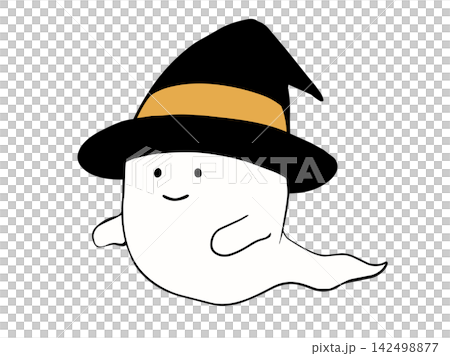 Halloween illustration of a ghost wearing a witch's hat Halloween illustration of a ghost wearing a witch's hat 142498877