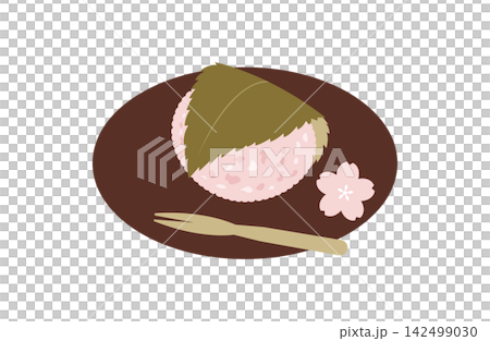 Sakura mochi on a plate Sakura mochi on a plate 142499030