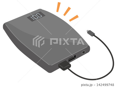 発熱で膨らんだモバイルバッテリーのイメージイラスト 発熱で膨らんだモバイルバッテリーのイメージイラスト 142499748