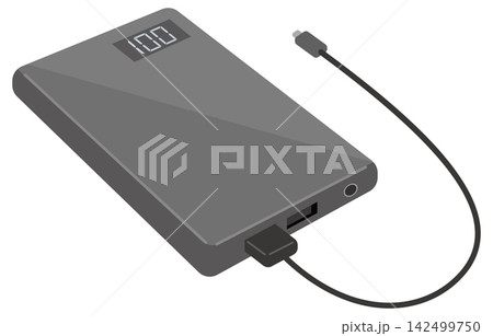 シンプルなモバイルバッテリーのイメージイラスト シンプルなモバイルバッテリーのイメージイラスト 142499750