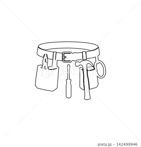tool belt outline construction gear isolated on white background tool belt outline construction gear isolated on white background 142499946