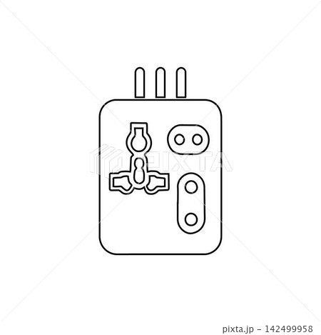 travel adapter outline icon universal plug converter charger electricity gear illustration 142499958