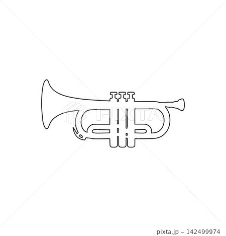 trumpet icon outline brass musical instrument for band orchestra and jazz music isolated illustration 142499974
