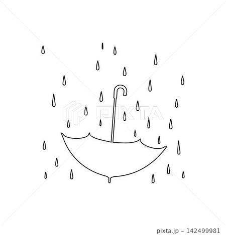 umbrella in rain outline icon rainy weather protection illustration umbrella in rain outline icon rainy weather protection illustration 142499981