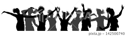 Dancing Women Silhouettes Crowd Party Celebration Dancing Women Silhouettes Crowd Party Celebration 142500740
