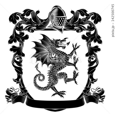 Welsh Dragon Coat of Arms Crest Heraldic Shield Welsh Dragon Coat of Arms Crest Heraldic Shield 142500745