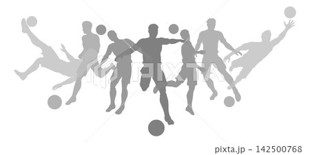 Soccer Football Players Male Men Silhouettes Group 142500768