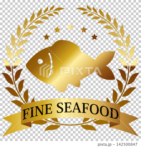 A luxurious gold fish emblem. A luxurious gold fish emblem. 142500847