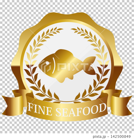 A luxurious fish emblem in white and gold. A luxurious fish emblem in white and gold. 142500849