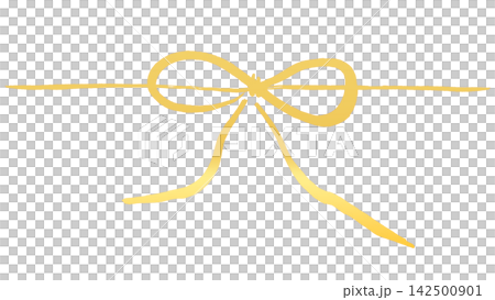 Mizuhiki (decorative cord) style gift wrapping, handwritten with a brush, gold color, gradient. Mizuhiki (decorative cord) style gift wrapping, handwritten with a brush, gold color, gradient. 142500901