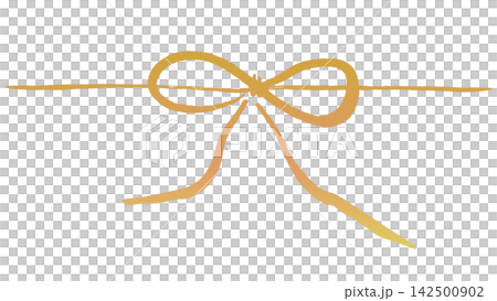 Mizuhiki (decorative cord) style gift wrapping, handwritten with a brush, in golden color. Mizuhiki (decorative cord) style gift wrapping, handwritten with a brush, in golden color. 142500902