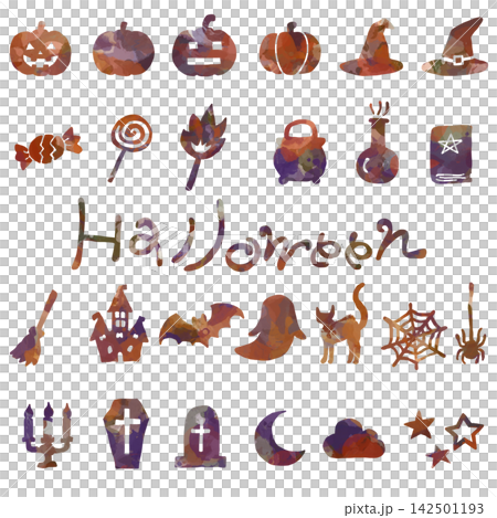 A set of hand-drawn style Halloween-themed illustration materials. A set of hand-drawn style Halloween-themed illustration materials. 142501193