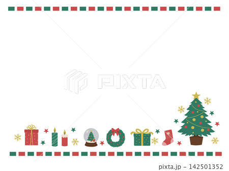 クリスマス バナー クリスマスツリーとプレゼントのイラスト クリスマスリース 靴下 クリスマス バナー クリスマスツリーとプレゼントのイラスト クリスマスリース 靴下 142501352