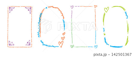Cute crayon kindergarten frame set with oval and rectangular doodle frames Cute crayon kindergarten frame set with oval and rectangular doodle frames 142501367