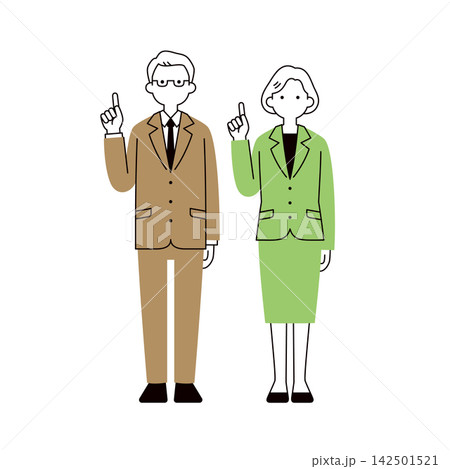指さしで解説する、男女の上司・社長・経営者・実業家のシンプルな全身ベクターイラスト素材セット 指さしで解説する、男女の上司・社長・経営者・実業家のシンプルな全身ベクターイラスト素材セット 142501521