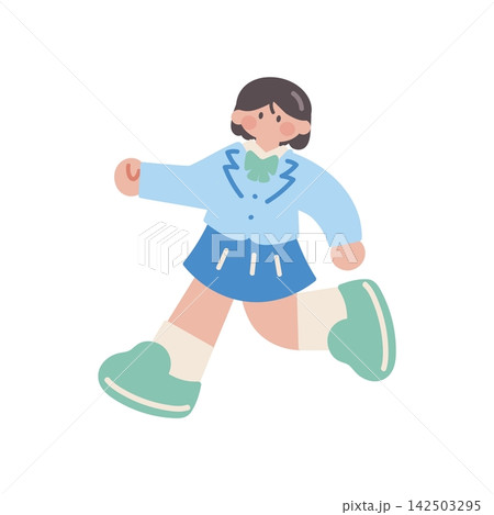 走る女子学生人物イラスト 走る女子学生人物イラスト 142503295