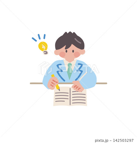 勉強が分かった男子学生人物イラスト 142503297