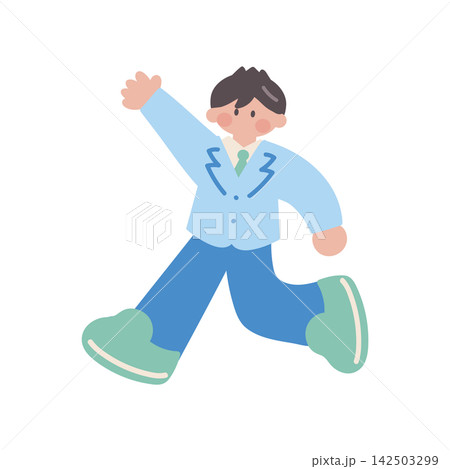 走る男子学生人物イラスト 142503299