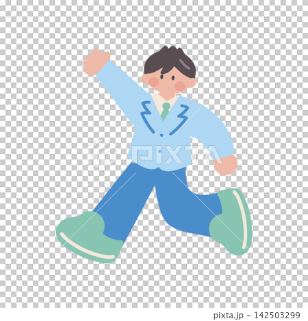 走る男子学生人物イラスト 142503299