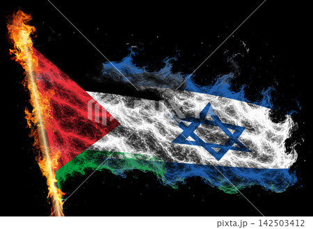 3D Flag on flames 142503412