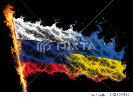 3D Flag on flames 3D Flag on flames 142503413